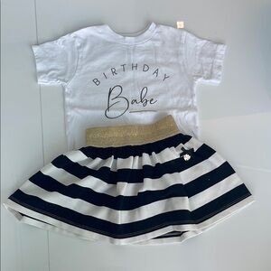 Gold and Black Striped Kids Skirt